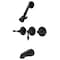 Kingston Brass KB230AL Three-Handle Tub and Shower Faucet, Matte Black KB230AL - alternate 1